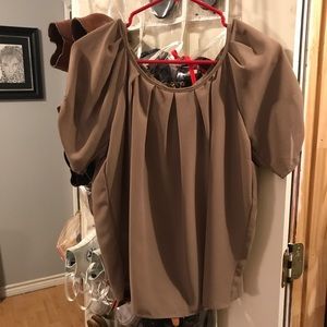 Brown blouse with cheetah tie on back